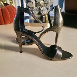 White House Black Market Elegant Metallic Heeled Strappy Sandals